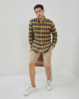 Men's Yellow Plaid Long Sleeve Shirt