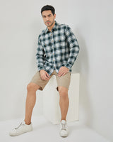 Men's Green Plaid Long Sleeve Shirt