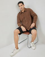 Men's Brown Corduroy Long Sleeve Shirt