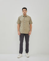 Men's Khaki Plain Short Sleeve Shirt