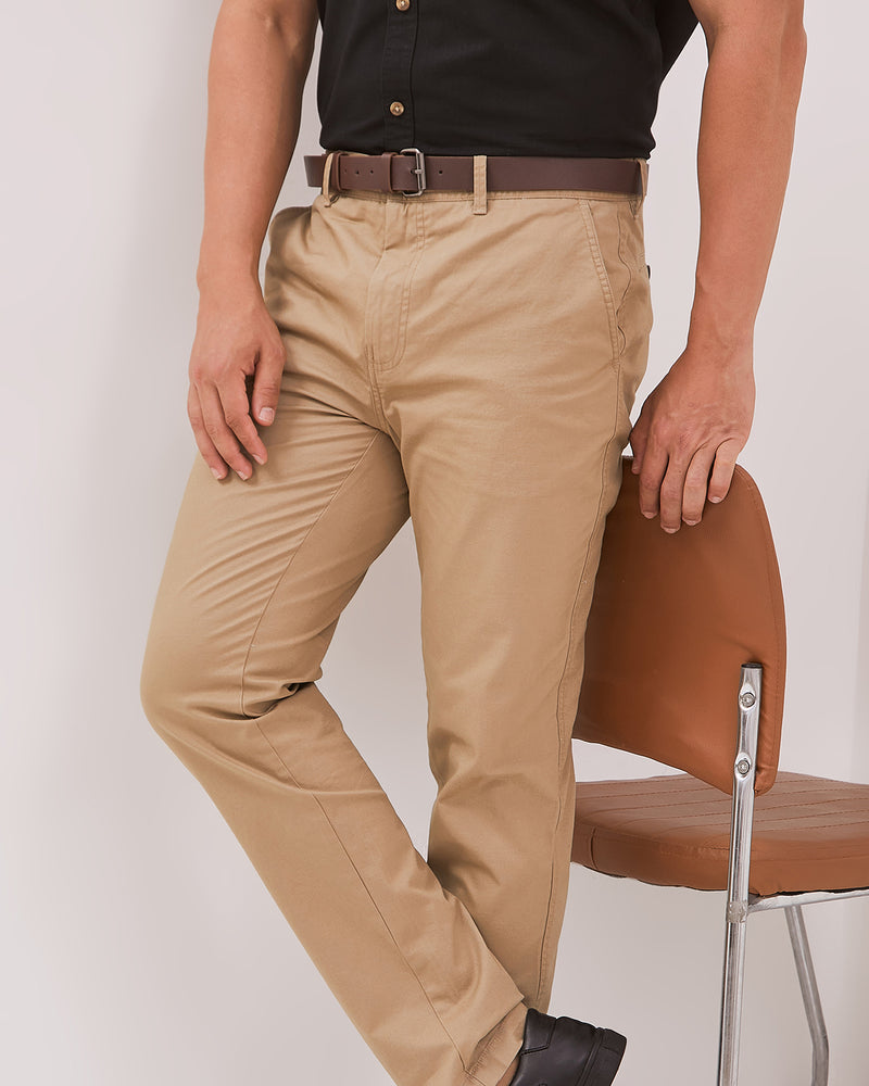 Men's Basic Khaki Chinos Long Pants
