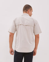 Men's Short-Sleeved Regular Shirt Double Pocket Nylon Cream