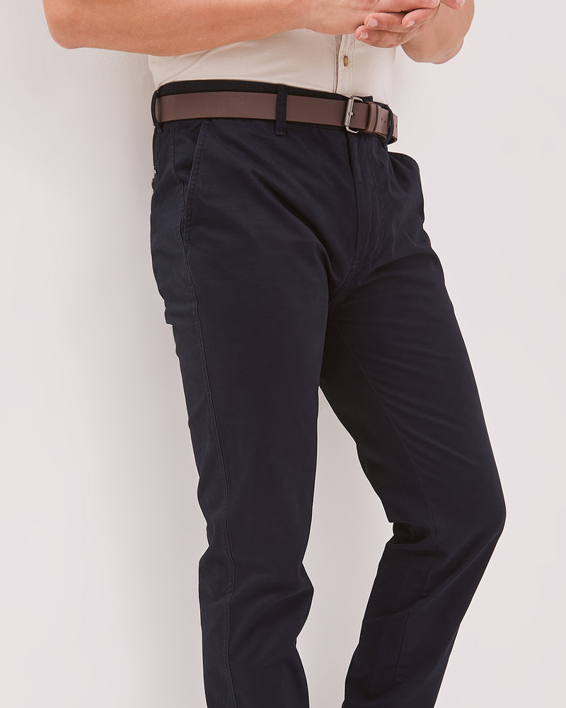 Men's Navy Blue Basic Chinos Long Pants