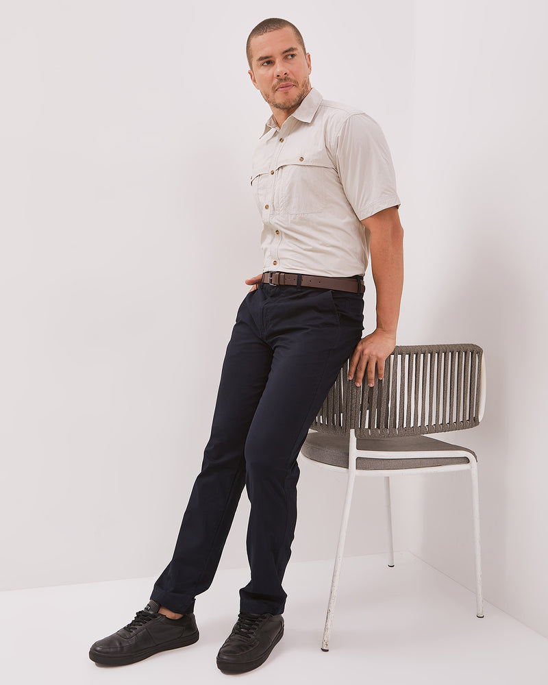 Men's Navy Blue Basic Chinos Long Pants