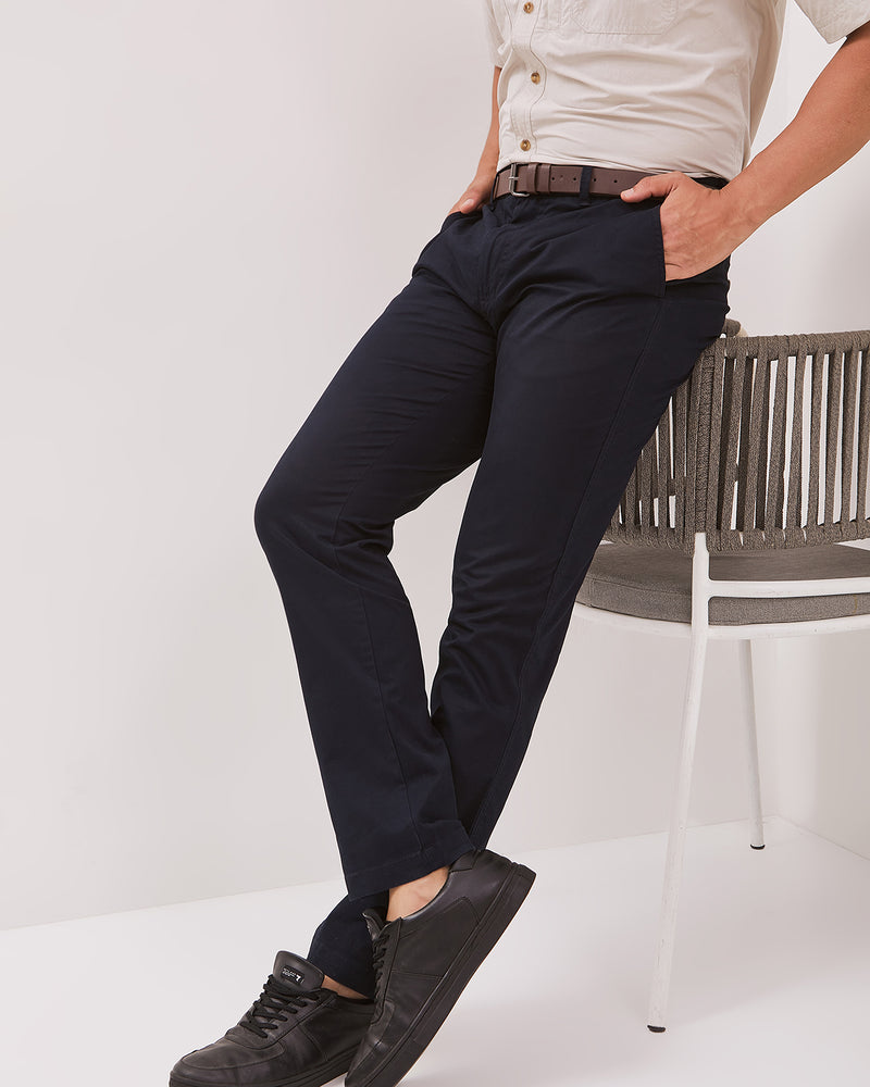 Men's Navy Blue Basic Chinos Long Pants