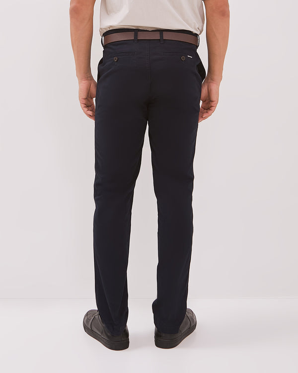 Men's Navy Blue Basic Chinos Long Pants