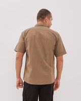 Men's Brown Tonal Stitch Short Sleeve Regular Shirt