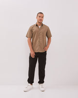 Men's Brown Tonal Stitch Short Sleeve Regular Shirt