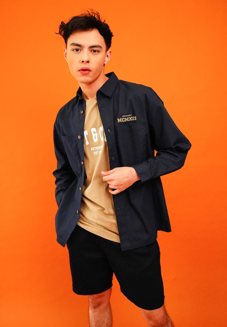 Navy Overshirt With Print