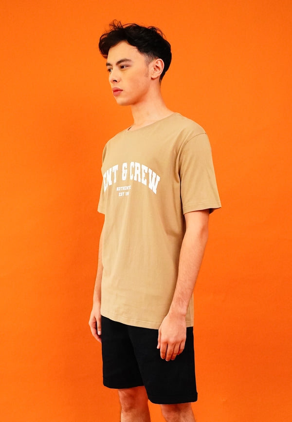 Beige Artwork Print T-Shirt