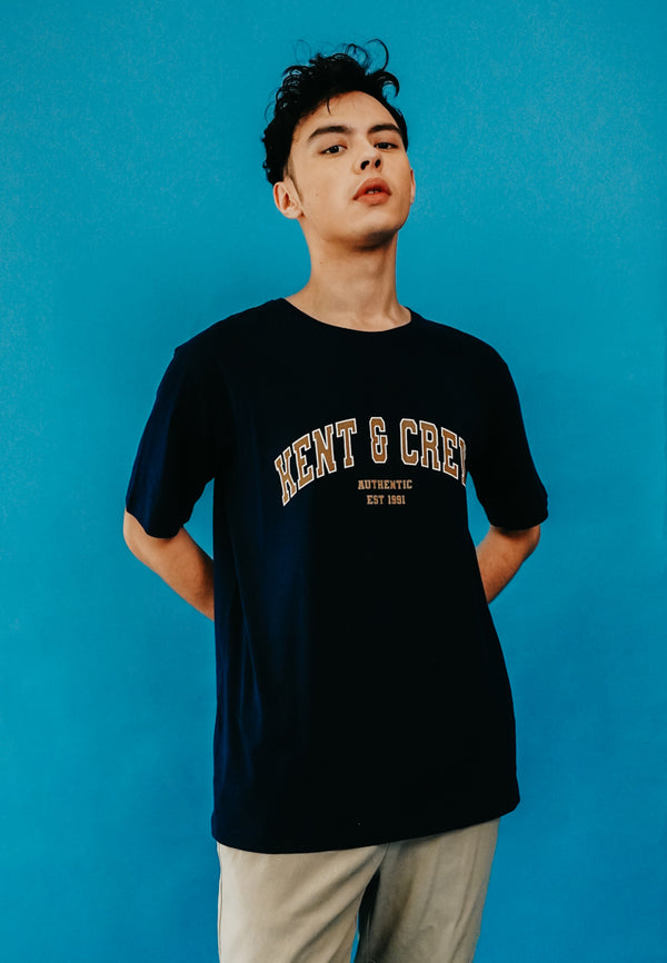 Blue Navy Artwork Print T-Shirt