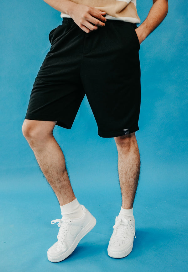 Black Bermuda With Elastic Band Waist
