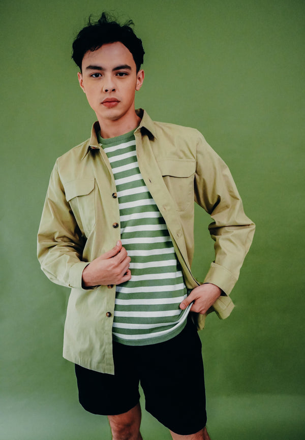 Beige Shirt With Flap Pocket
