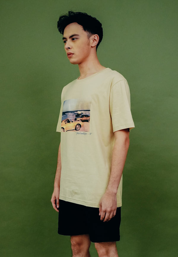 Beige Artwork Print T-Shirt