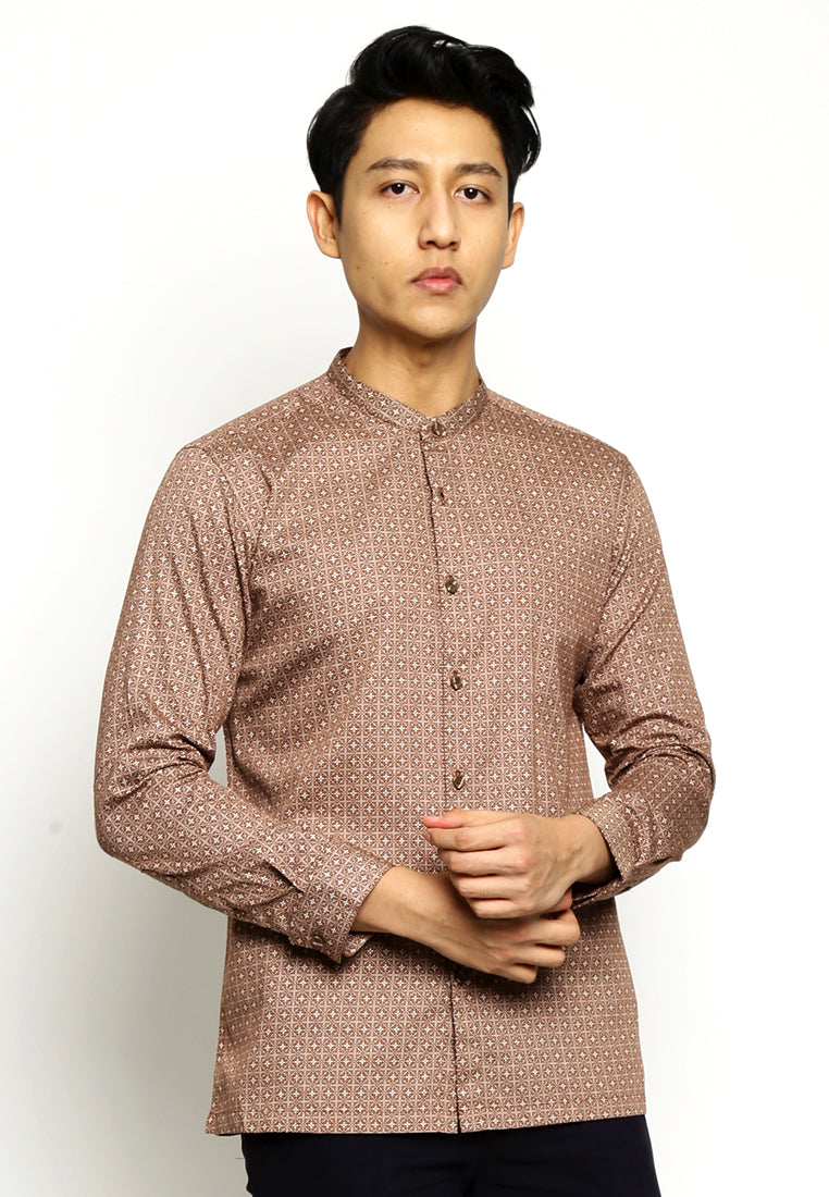 Festive Long Sleeves Geometric Print Shirt