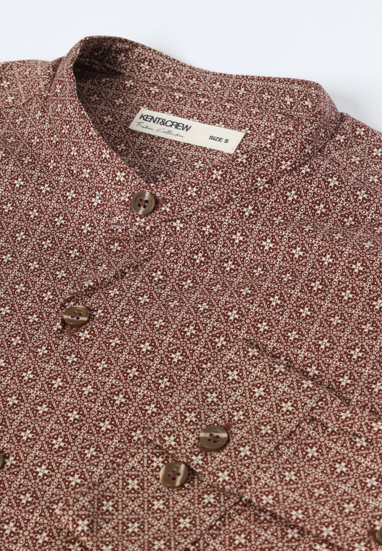 Festive Long Sleeves Geometric Print Shirt
