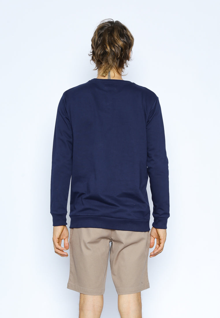 Navy Sweatshirt With Embroidery Details