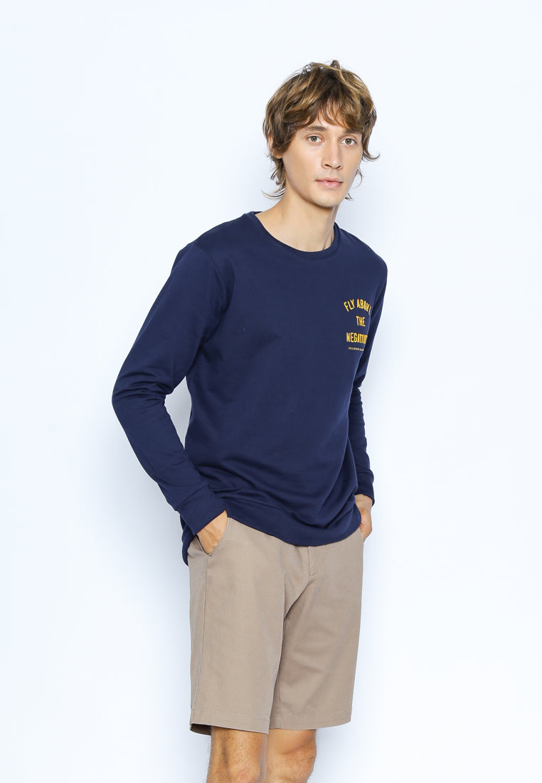 Navy Sweatshirt With Embroidery Details
