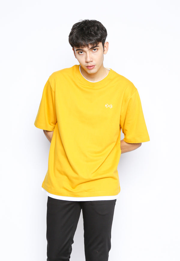 Mustard Kent&Crew Embroidery Logo T-Shirt