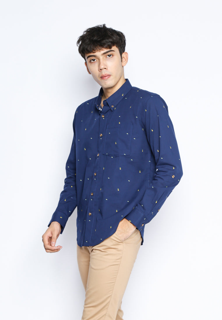 Navy Pineapple Print Shirt