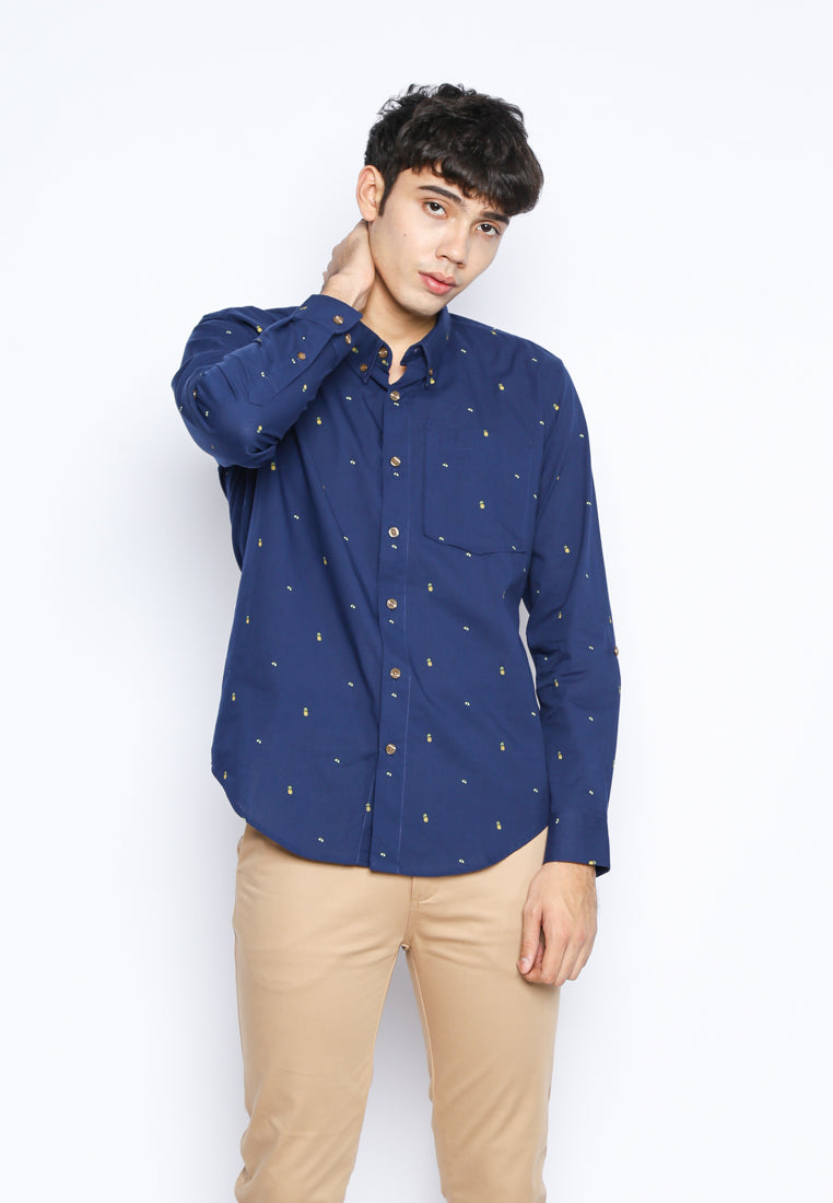 Navy Pineapple Print Shirt