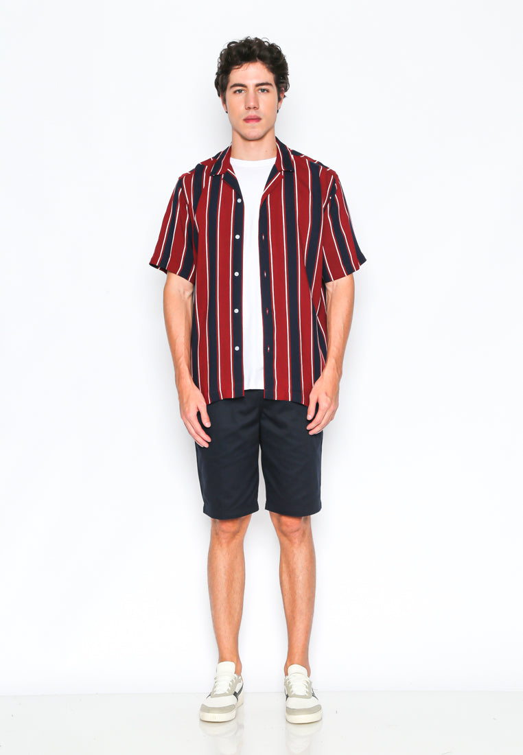 Maroon Stripes Cuban Shirt