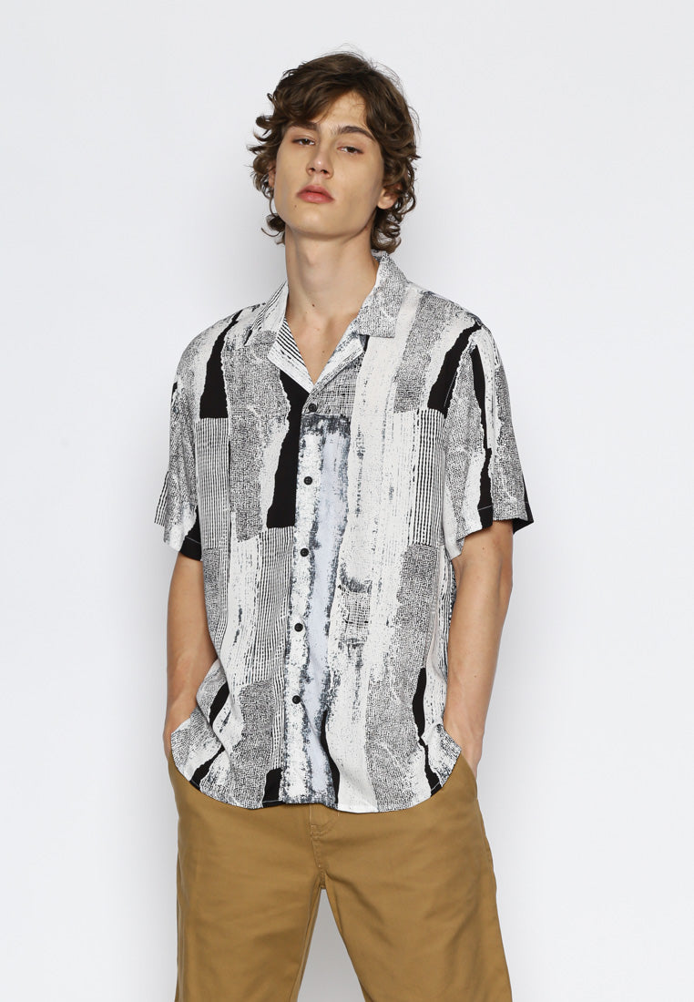 White Printed Cuban Shirt