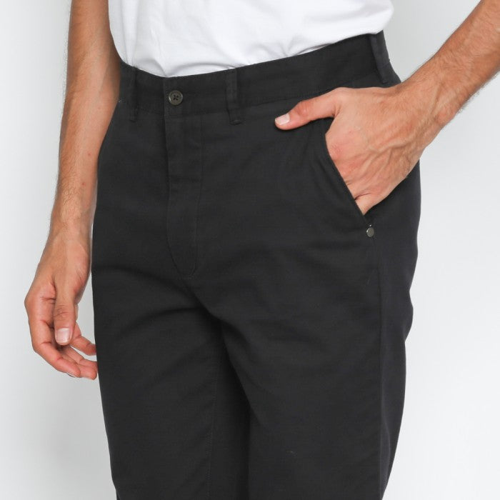 Black Men's Regular Fit Pants with Tape Detail